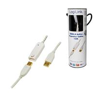 LogiLink USB-kabel USB 2.0 USB-A stekker, USB-A bus 12.00 m Wit Vergulde steekcontacten, UL gecertificeerd UA0092 - thumbnail