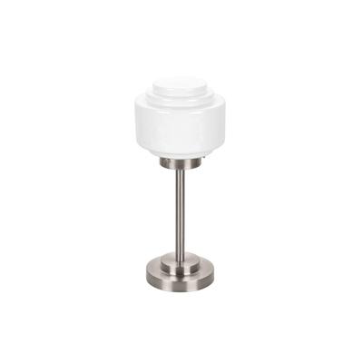 Highlight Nikkel tafellampCambridge met wit glas Ø 15cm - G1871.00 + T1900.30