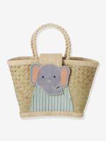 Kindermandtas ELEFANT rice, raffia beige - thumbnail