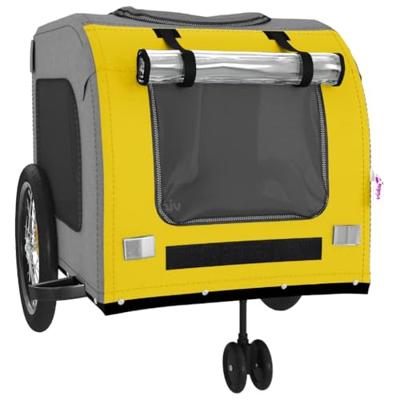Hondenfietstrailer oxford stof en ijzer geel en grijs - thumbnail