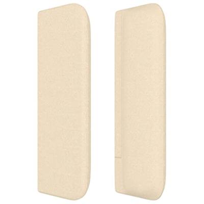 Hoofdbord met randen 203x16x78/88 cm stof crèmekleurig