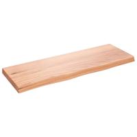 Wandschap 80x30x(2-4) cm behandeld massief eikenhout lichtbruin - thumbnail