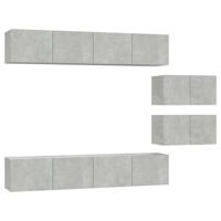 6-delige Tv-meubelset bewerkt hout betongrijs - thumbnail