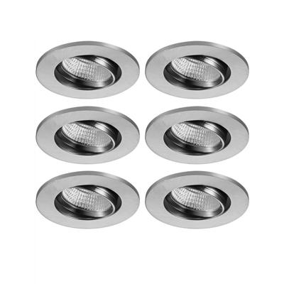 6 PACK - LED's Light Pro LED Inbouwspot Nikkel - DimToWarm - Ø 68mm - Kantelbaar - Warm wit licht - CRI95