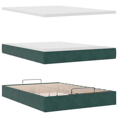 Ottoman bed met matras 160x200cm fluweel donkergroen