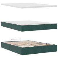 Ottoman bed met matras 160x200cm fluweel donkergroen - thumbnail