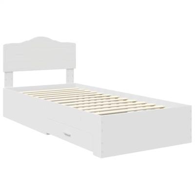 Bedframe met hoofdeinde met lade Wit 100 x 200 cm Bewerkt hout