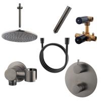Wiesbaden Inbouw Regendouche Set Caral Rond Plafonduitloop Gunmetal PVD Coating - thumbnail