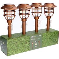 Vintage LED Tuinlamp met sensor - Warm wit licht - Auto aan/uit - Brons - 37 cm - thumbnail