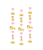 Hangdecoratie 1ste verjaardag meisje 3 stuks - thumbnail
