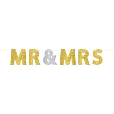 Amscan Letterslinger mr & mrs goud-/zilverkleurig 365 cm | 24 stuks