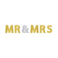 Amscan Letterslinger mr & mrs goud-/zilverkleurig 365 cm | 24 stuks - thumbnail