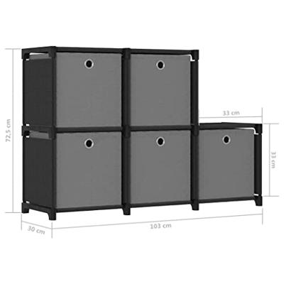 VidaXL Kast met 5 vakken met boxen 103x30x72,5 cm stof zwart VidaXL Kast met 5 vakken met boxen 103x30x72,5 cm stof zwart