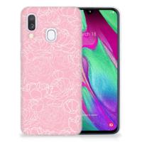 Samsung Galaxy A40 | TPU Case | White Flowers - thumbnail