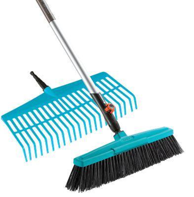 GARDENA combisystem straatbezem en gazonhark bladhark (turquoise/houtkleur, 3081-20)