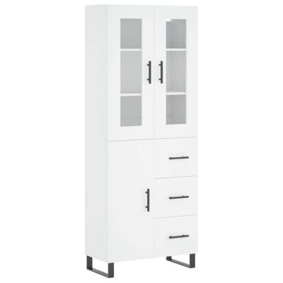 Hoge kast 69,5x34x180 cm bewerkt hout wit