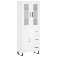 Hoge kast 69,5x34x180 cm bewerkt hout wit - thumbnail