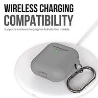 PodSkinz AirPods Case [LED Front] Beschermende siliconen hoes compatibel met AirPods 1 & AirPods 2 (Gen 2) (met karabijnhaak, Earl Grey) - thumbnail