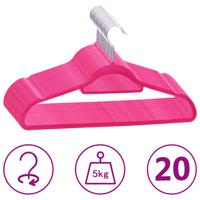 20-delige Kledinghangerset anti-slip fluweel roze - thumbnail