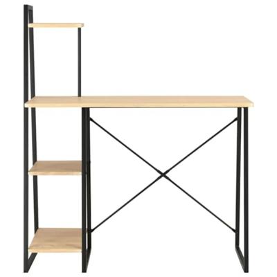 Bureau met schappen 102x50x117 cm zwart en eikenkleurig