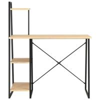 Bureau met schappen 102x50x117 cm zwart en eikenkleurig - thumbnail