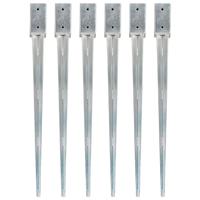 Grondpinnen 6 st 7x7x90 cm gegalvaniseerd staal zilverkleurig - thumbnail