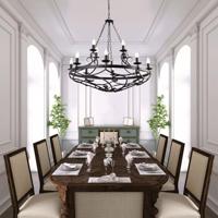 Searchlight Grote antieke kroonluchterCartwheel Ø 89cm - 8912-12BK - thumbnail