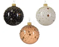 Kerstbal Glas Glitter Dot Ø8cm Assorti 1st - thumbnail