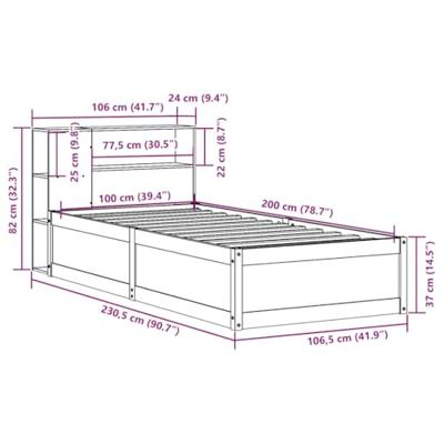 Bedframe zonder matras massief grenenhout 100x200 cm