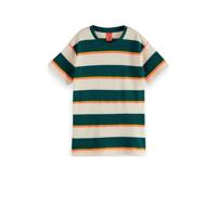 Scotch & Soda gestreept T-shirt groen/ecru/oranje - thumbnail
