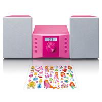 Micro set met CD FM radio AUX-IN stickers Roze - thumbnail