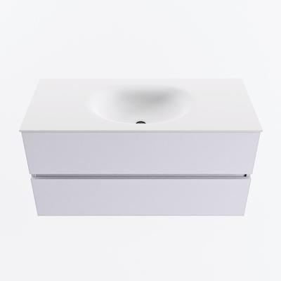 MONDIAZ VICA 100cm badmeubel onderkast Cale 2 lades. Wastafel MOON midden 1 kraangat, kleur Talc.