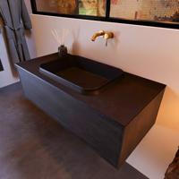 Badkamermeubelset Mondiaz Erin 100 cm met 1 Lade met RIDGE Wastafel Midden Urban Zonder Kraangaten Greeploos Mat Antracite - thumbnail