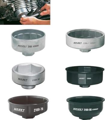HAZET Oliefitersleutel 2169-6 · 1/2 inch (12,5 mm) vierkant hol · Buiten-16-kant-profiel · SW 86 mm