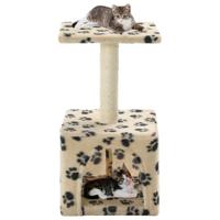 VidaXL Kattenkrabpaal met sisal krabpaal 55 cm pootafdrukken beige - thumbnail