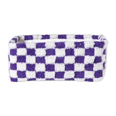 Mand checks middel - paars/wit - 13x33x23 cm