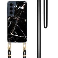 Samsung Galaxy A16 hoesje met zwart koord - Marmer zwart - thumbnail