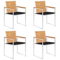 Tuinstoelen 4 st met kussens massief teakhout - thumbnail
