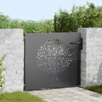 VidaXL Tuinpoort met slot zwart 85 x 100 cm poedergecoat staal - thumbnail