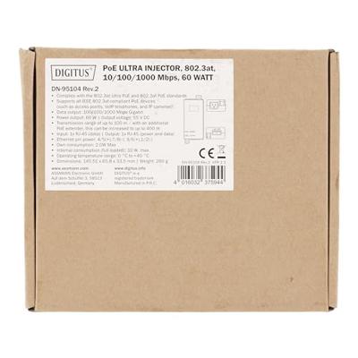 Digitus DN-95104 PoE-injector 1 GBit/s IEEE 802.3at (25.5 W), IEEE 802.3af (12.95 W)