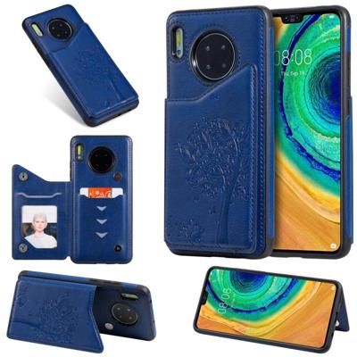 Voor Huawei mate 30 kat boom reliëf patroon schokbestendige beschermhoes met kaartsleuven & fotolijstjes (blauw) Voor Huawei mate 30 kat boom reliëf patroon schokbestendige beschermhoes met kaartsleuven & fotolijstjes (blauw)