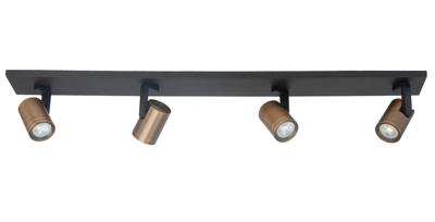 Highlight OpbouwspotHalo zwart met koper brons 4-lichts - S7377.32