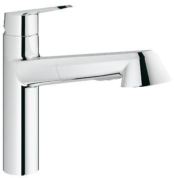 GROHE Eurodisc Cosmopolitan Keukenkraan - laag - uittrekbare uitloop - chroom 32257002