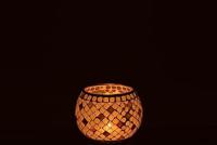 J-Line theelichthouder Mozaiek Rond - glas - grijs|parelmoer - thumbnail