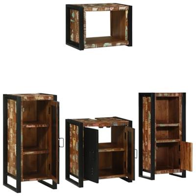 Badkamermeubelset met lade 4 pcs Massief Gerecycled Hout