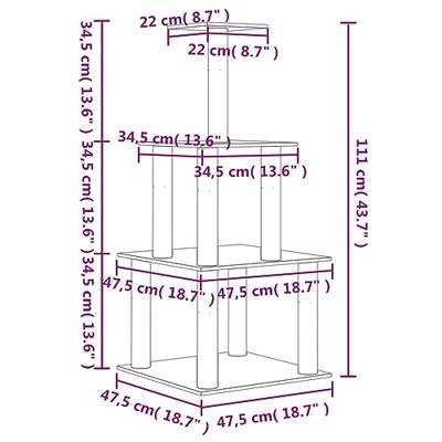 VidaXL Kattenmeubel met sisal krabpalen 111 cm crèmekleurig