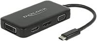 Delock USB 2.0 Adapter [1x USB-C stekker - 1x VGA-bus, HDMI-bus, DVI-bus 24+5-polig, DisplayPort bus] 63929 0.15 m - thumbnail