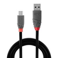 LINDY USB-kabel USB 2.0 USB-A stekker, USB-micro-B stekker 0.20 m Zwart, Grijs 36730 - thumbnail