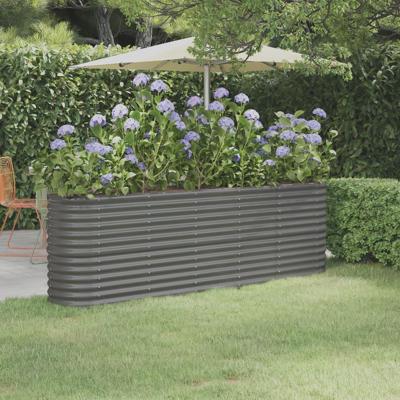 VidaXL Plantenbak 224x40x68 cm gepoedercoat staal grijs
