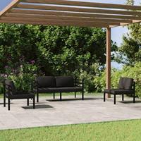 4-delige Loungeset met kussens aluminium antracietkleurig - thumbnail